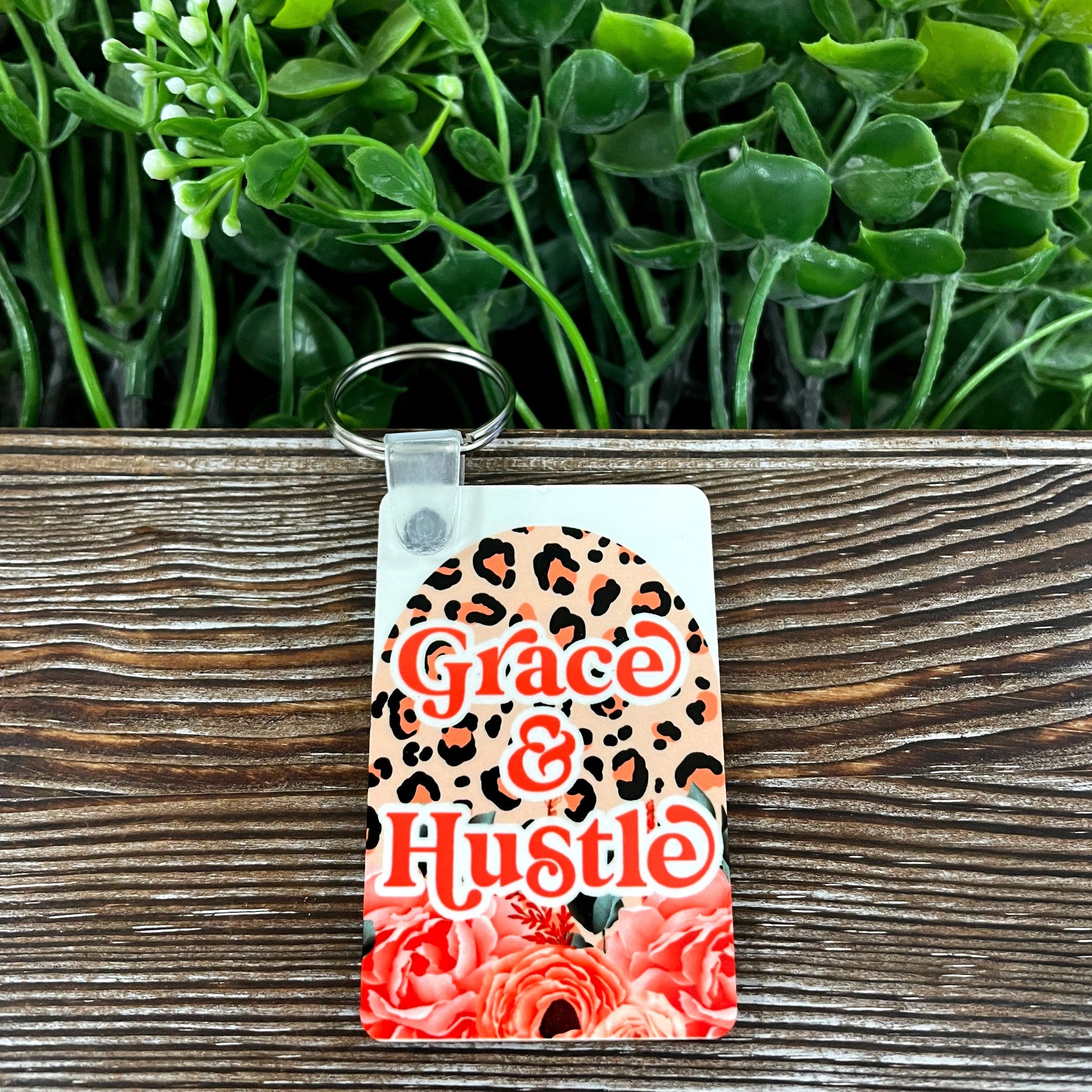 Grace and Hustle, MDF Rectangle Keychain, , Boho Fun, Sublimation,