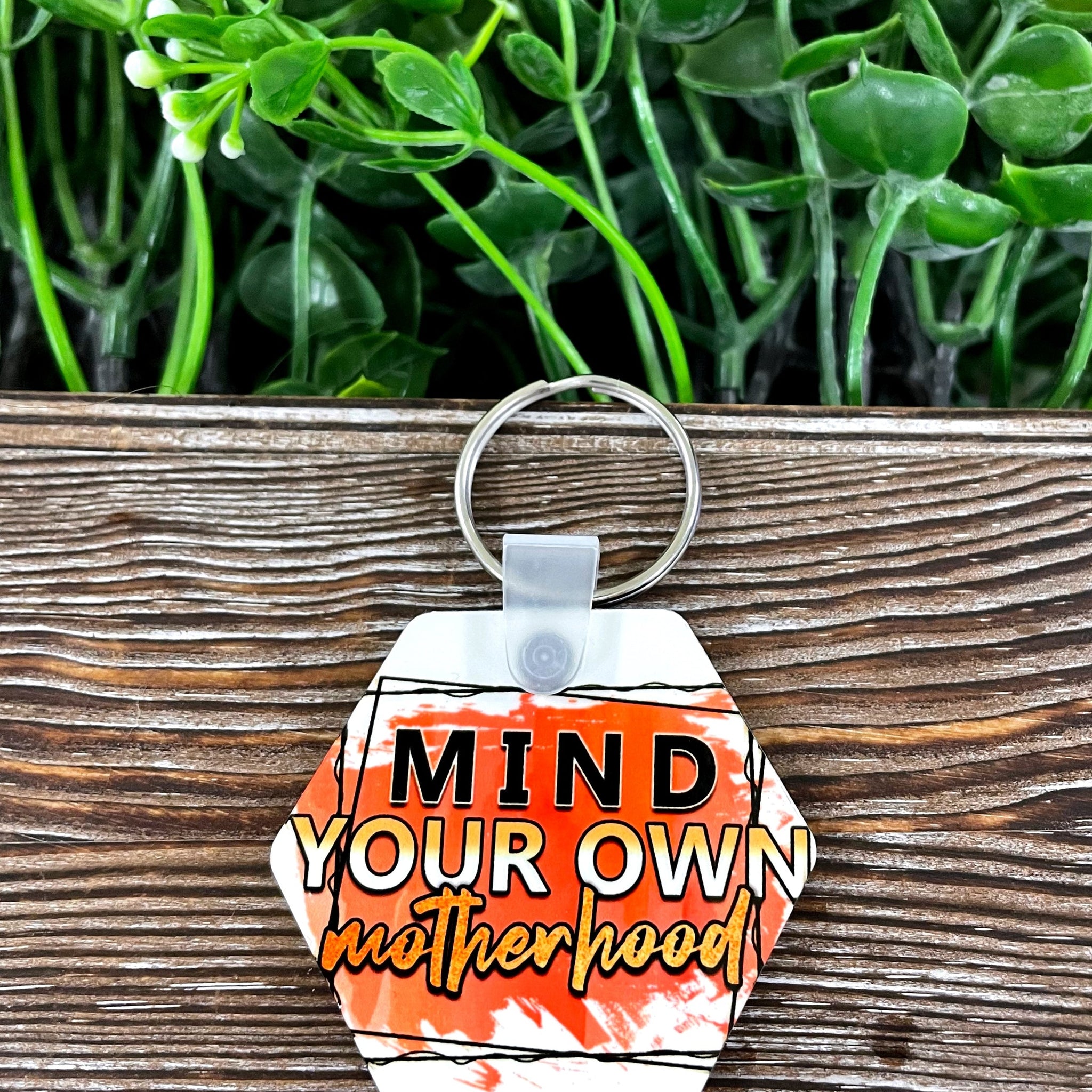 Mind Your Own Motherhood, MDF Hexagon Keychain, , Boho Fun,