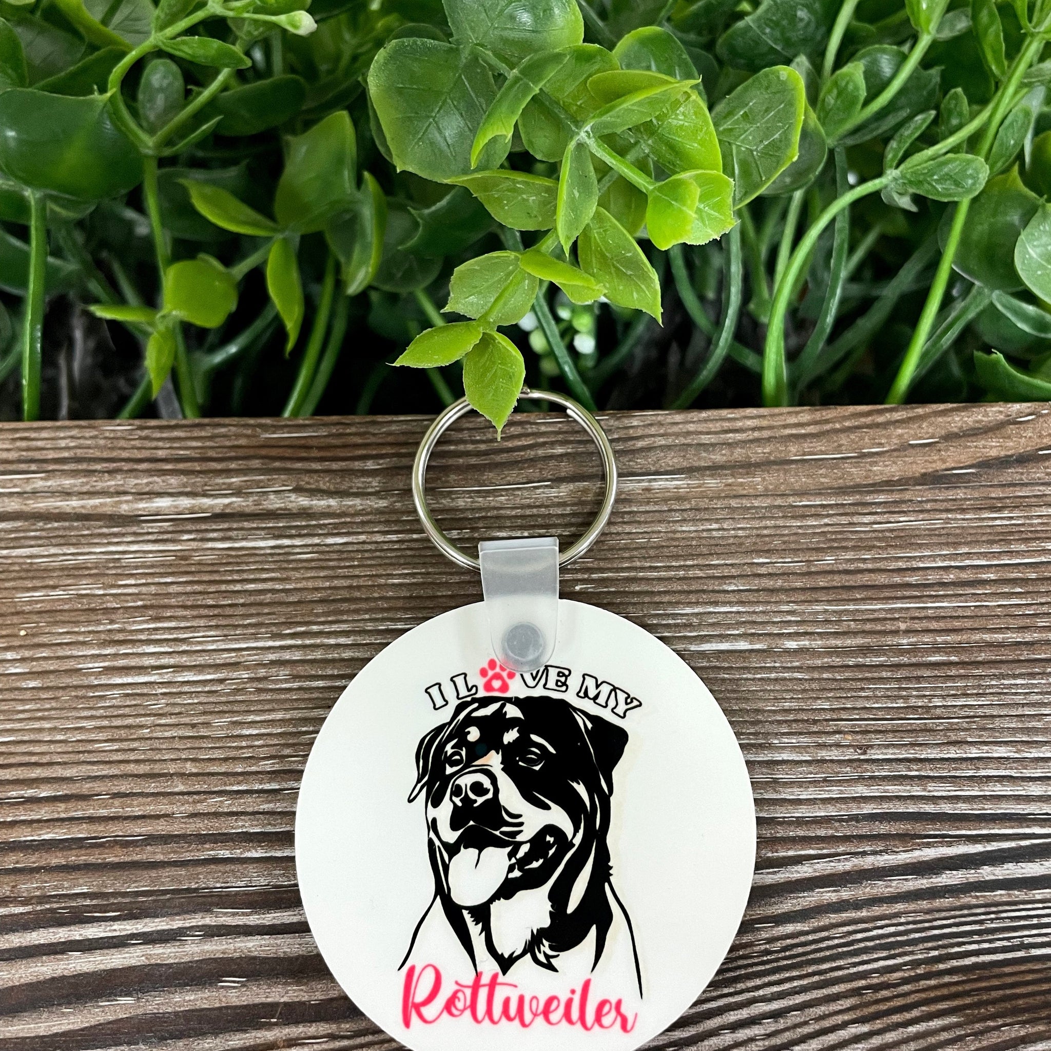 I Love my Rottweiler, MDF Round Keychain, , Boho Fun, Dog Mom Animal