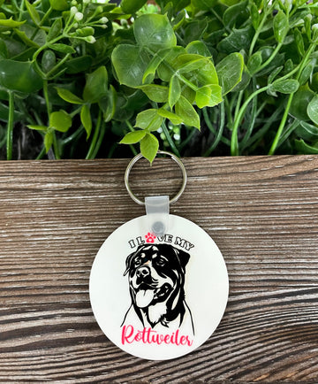 I Love my Rottweiler, MDF Round Keychain, , Boho Fun, Dog Mom Animal