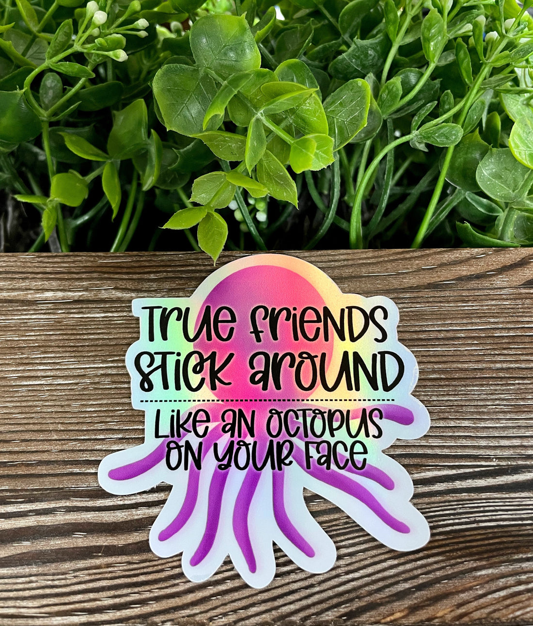 True Friends Stick Around Like an Octopus on Your Face Sticker