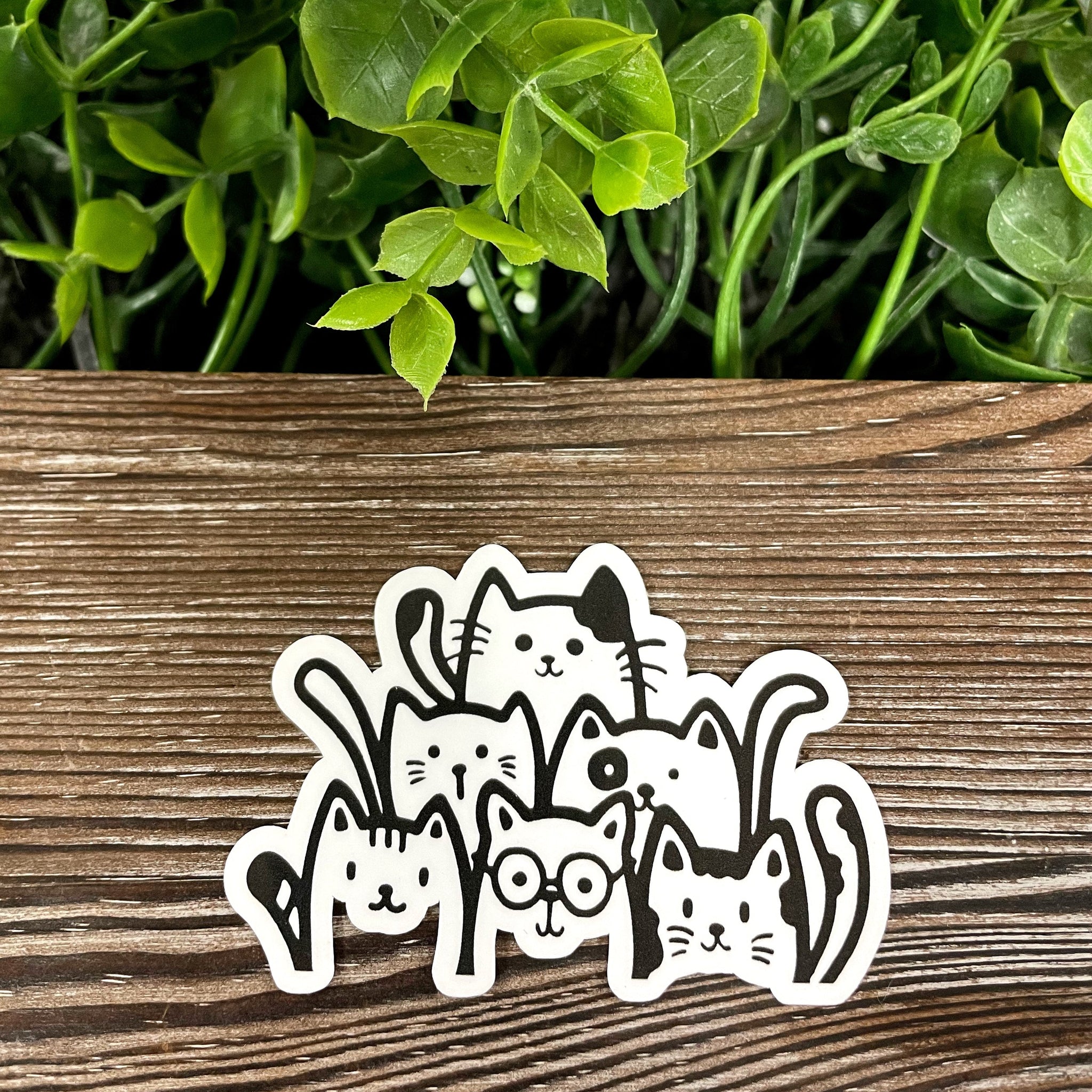 Group of Cats Silhouettes, Die Cut Vinyl Sticker, Boho Fun, Water
