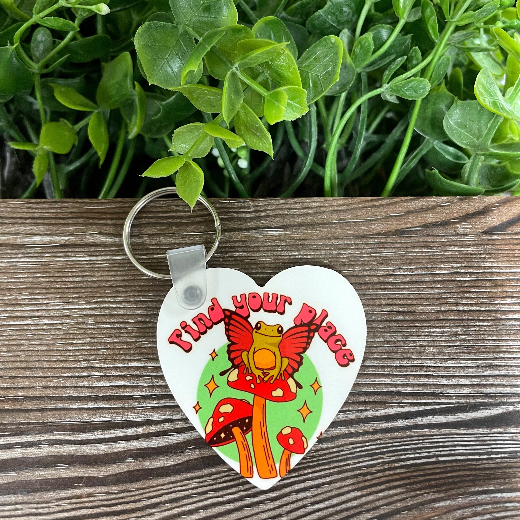 Find Your Place, MDF Heart Keychain, , Boho Fun, Mushrooms Fungi