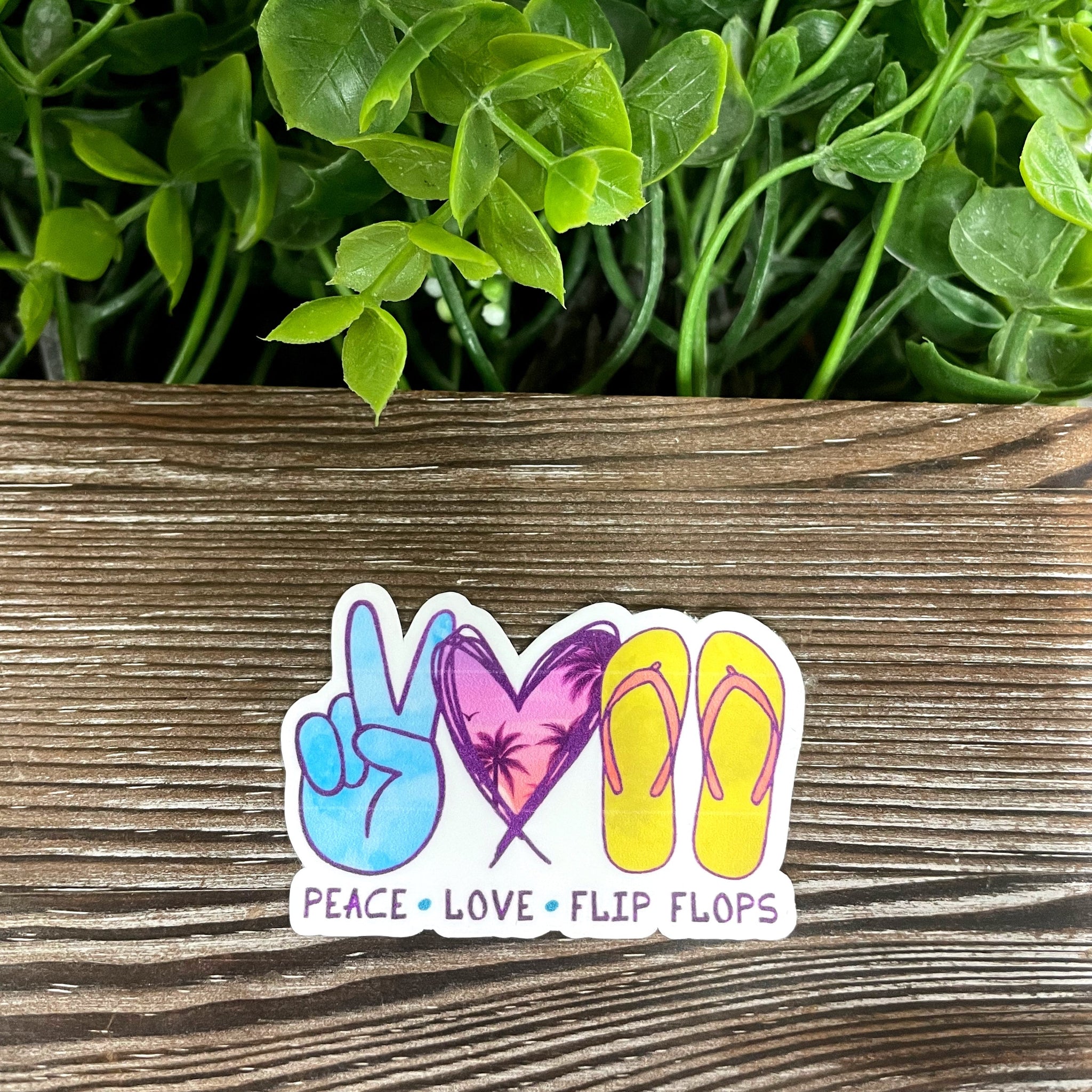 Peace Love Flip Flops Sticker, Die Cut Vinyl Sticker, Boho Fun, Water
