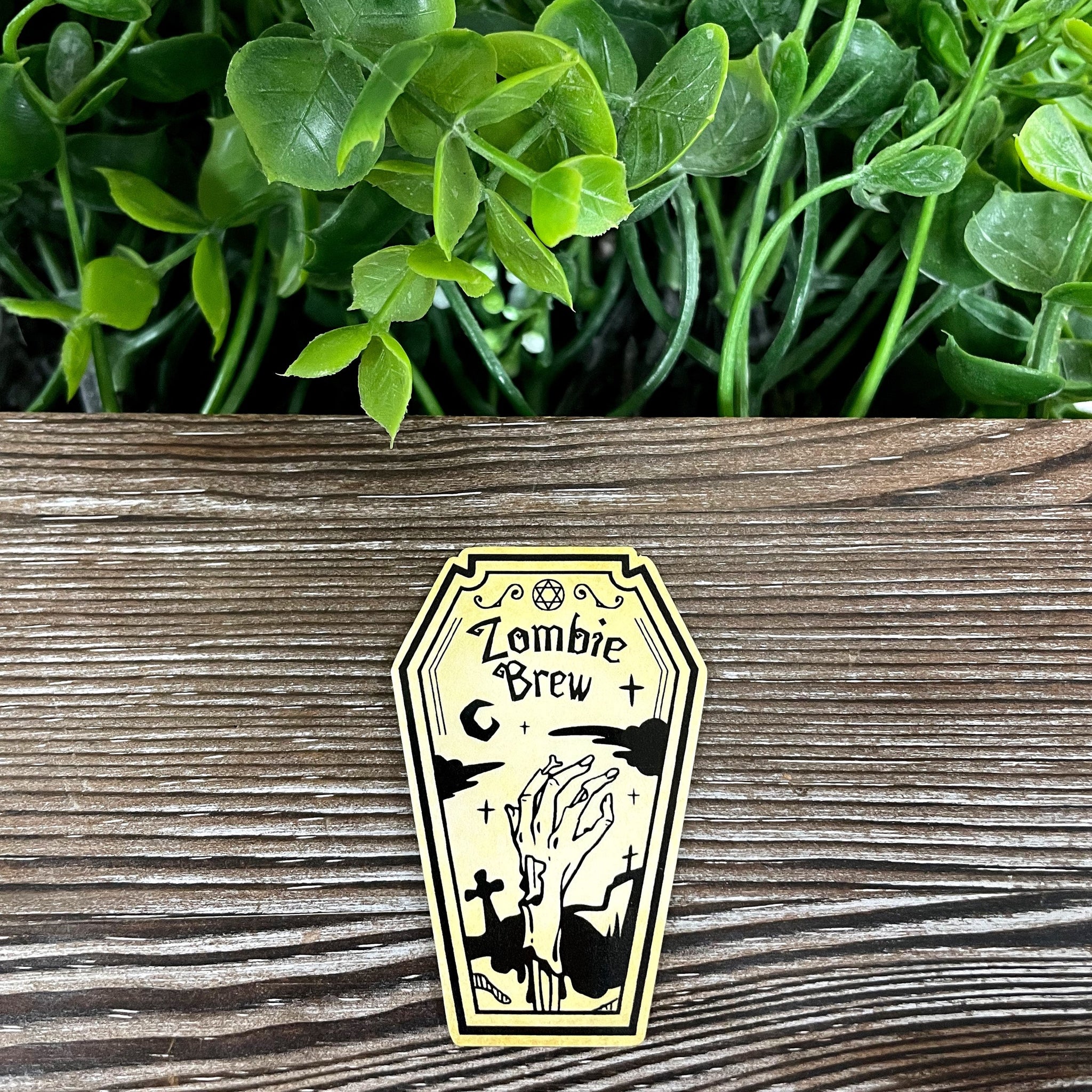 Zombie Brew, Die Cut Vinyl Sticker, Boho Fun, Water Resistant,