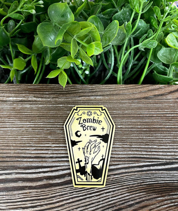 Zombie Brew, Die Cut Vinyl Sticker, Boho Fun, Water Resistant,