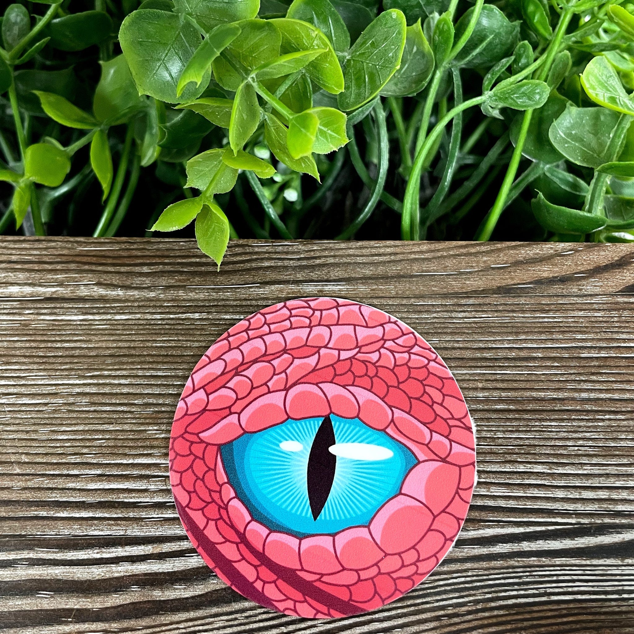 Blue Dragon Eye, Die Cut Vinyl Sticker, Boho Fun, Water Resistant, Red