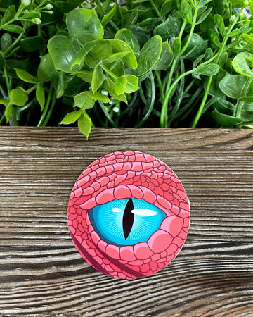Blue Dragon Eye, Die Cut Vinyl Sticker, Boho Fun, Water Resistant, Red