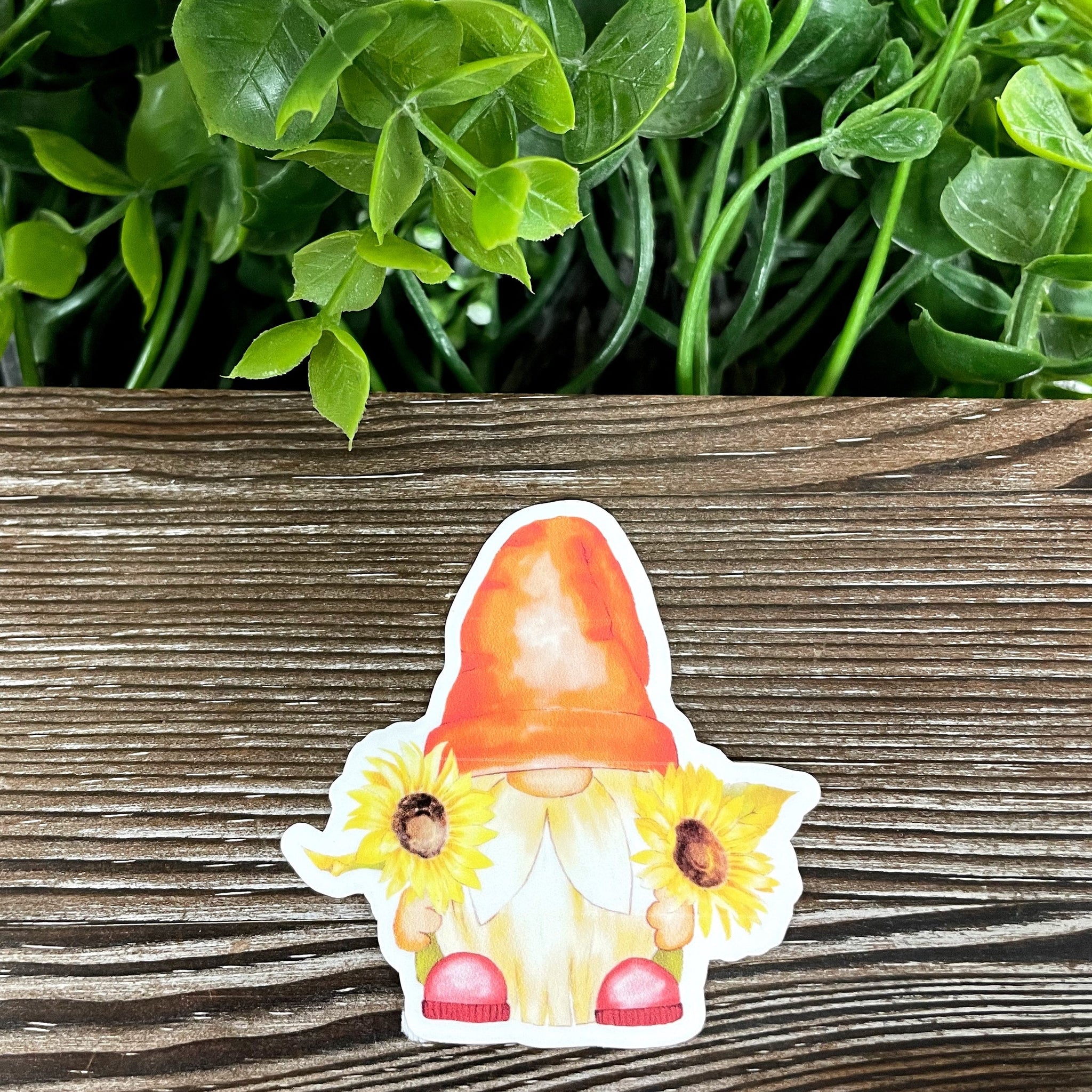 Fall Gnome Sunflowers, Die Cut Vinyl Sticker, Boho Fun, Water