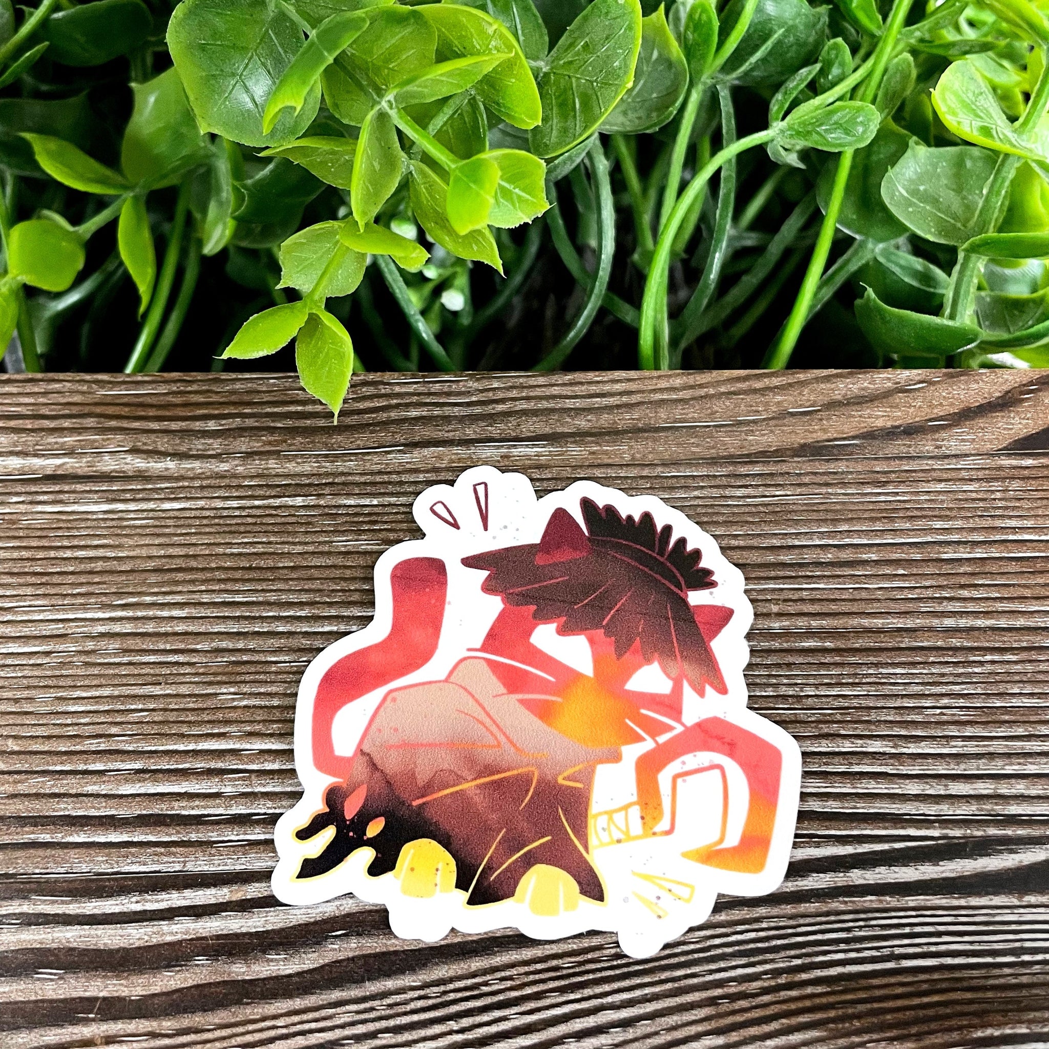 Halloween Orange Cat w/ Robes, Die Cut Vinyl Sticker, Boho Fun, Water