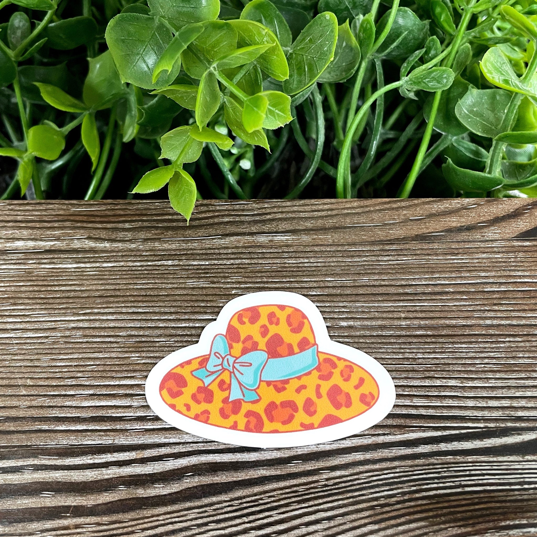 Cheetah Print Sun Hat, Die Cut Vinyl Sticker, Boho Fun, Water