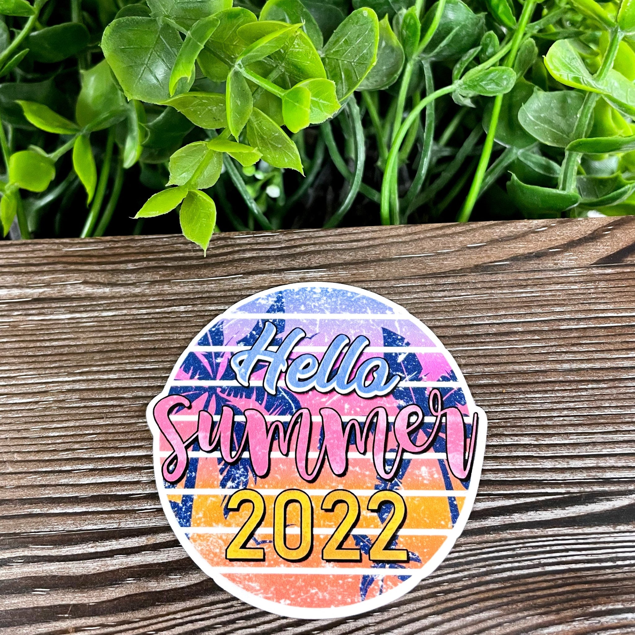 Hello Summer 2022, Die Cut Vinyl Sticker, Boho Fun, Water Resistant,