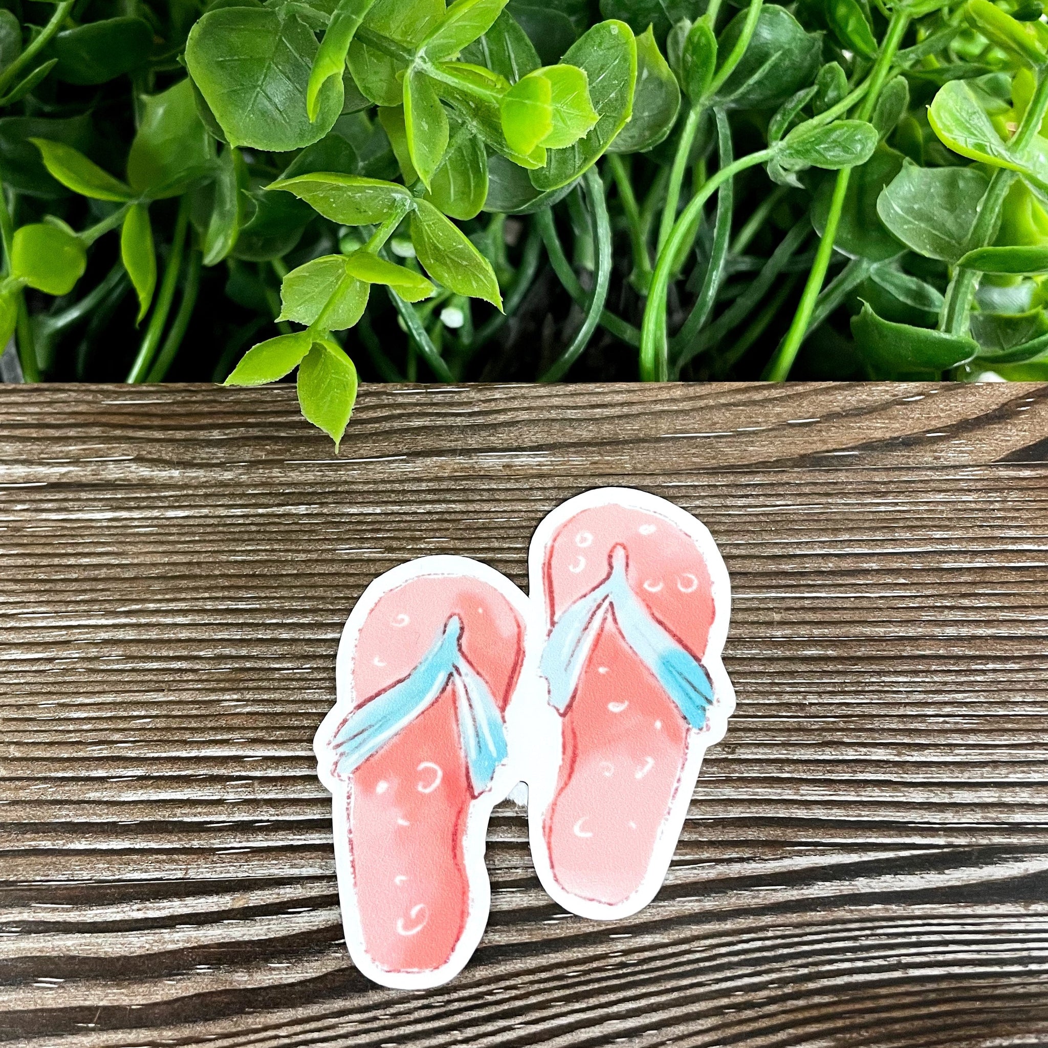 Watercolor Beach Flip Flops, Die Cut Vinyl Sticker, Boho Fun, Water