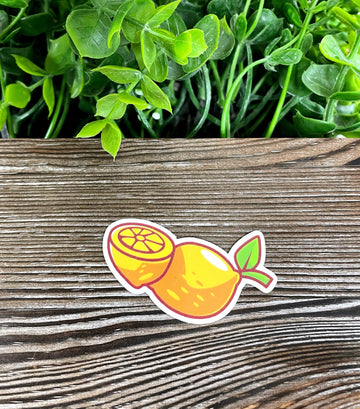 Fresh Yellow Lemon, Die Cut Vinyl Sticker, Boho Fun, Water Resistant,