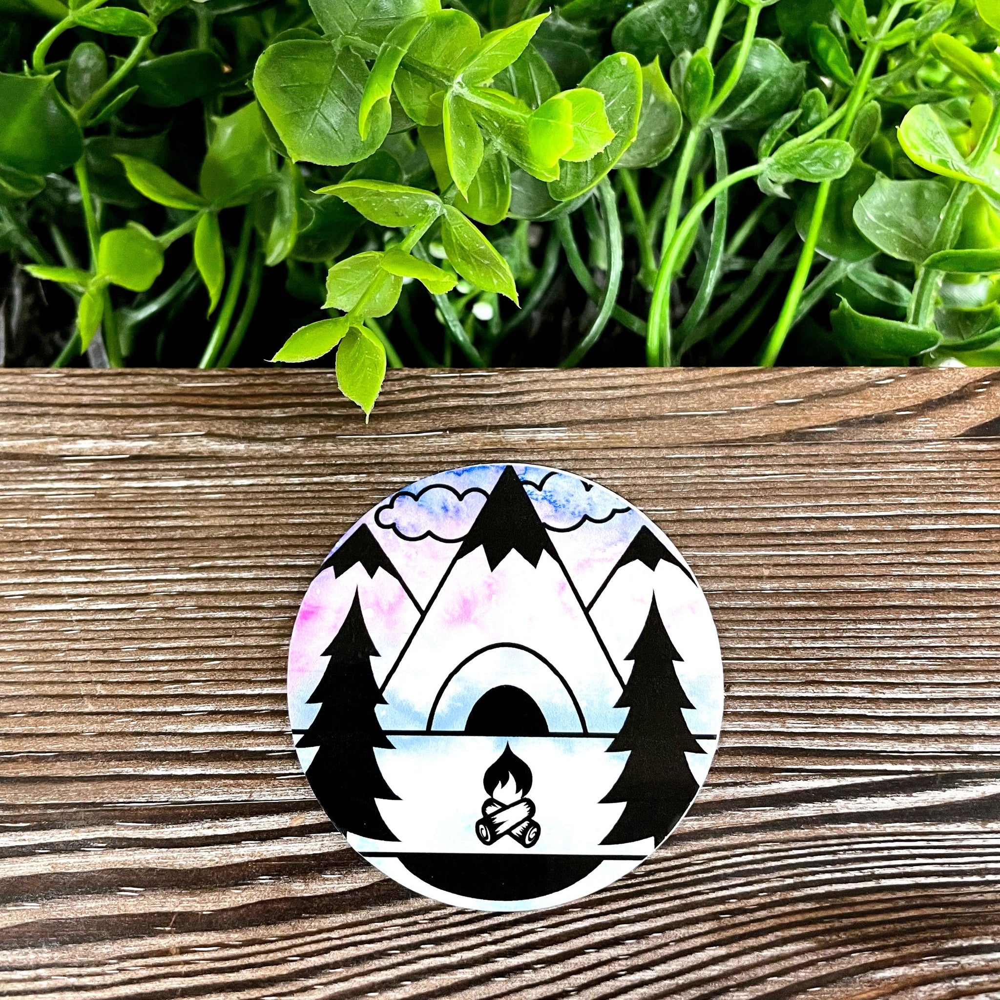 Purple Sunset Camping Sticker |Sticker or Magnet