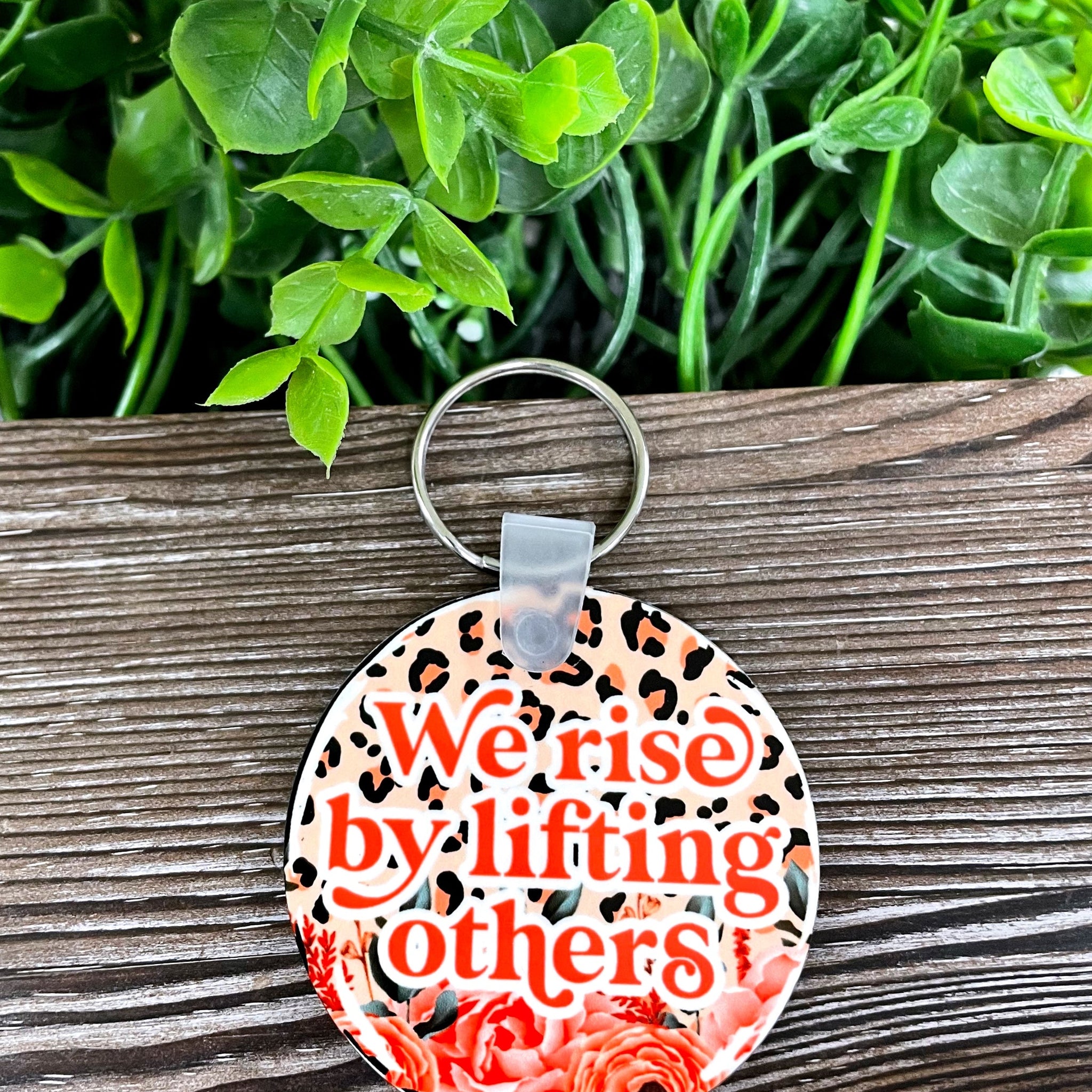 We Rise by Lifting Others, MDF Round Keychain, , Boho Fun,