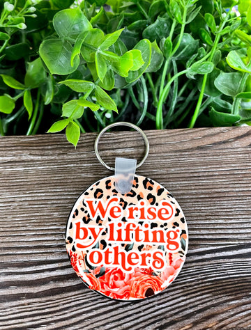We Rise by Lifting Others, MDF Round Keychain, , Boho Fun,