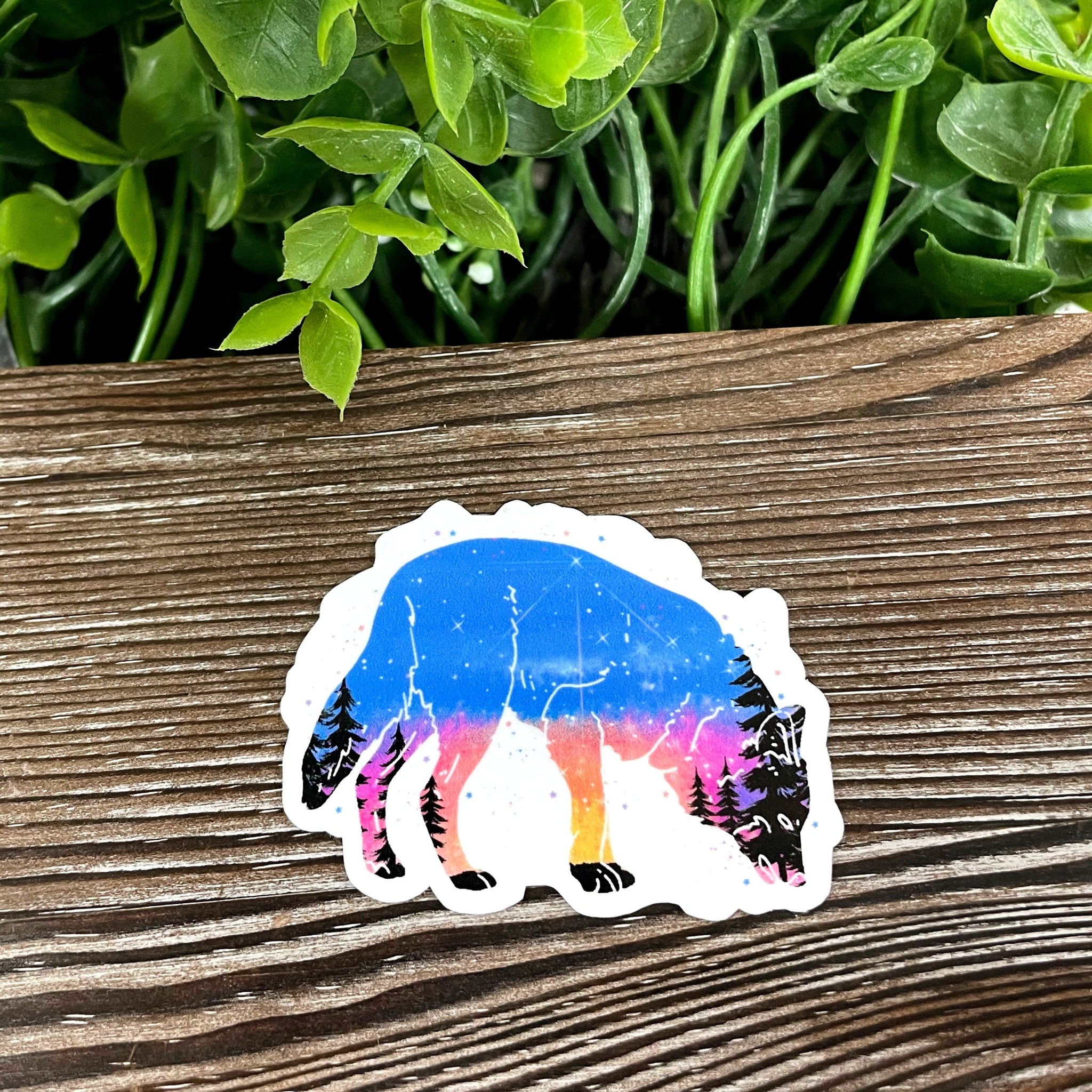 Galaxy Space Wolf Silhouette, Die Cut Vinyl Sticker, Boho Fun, Water