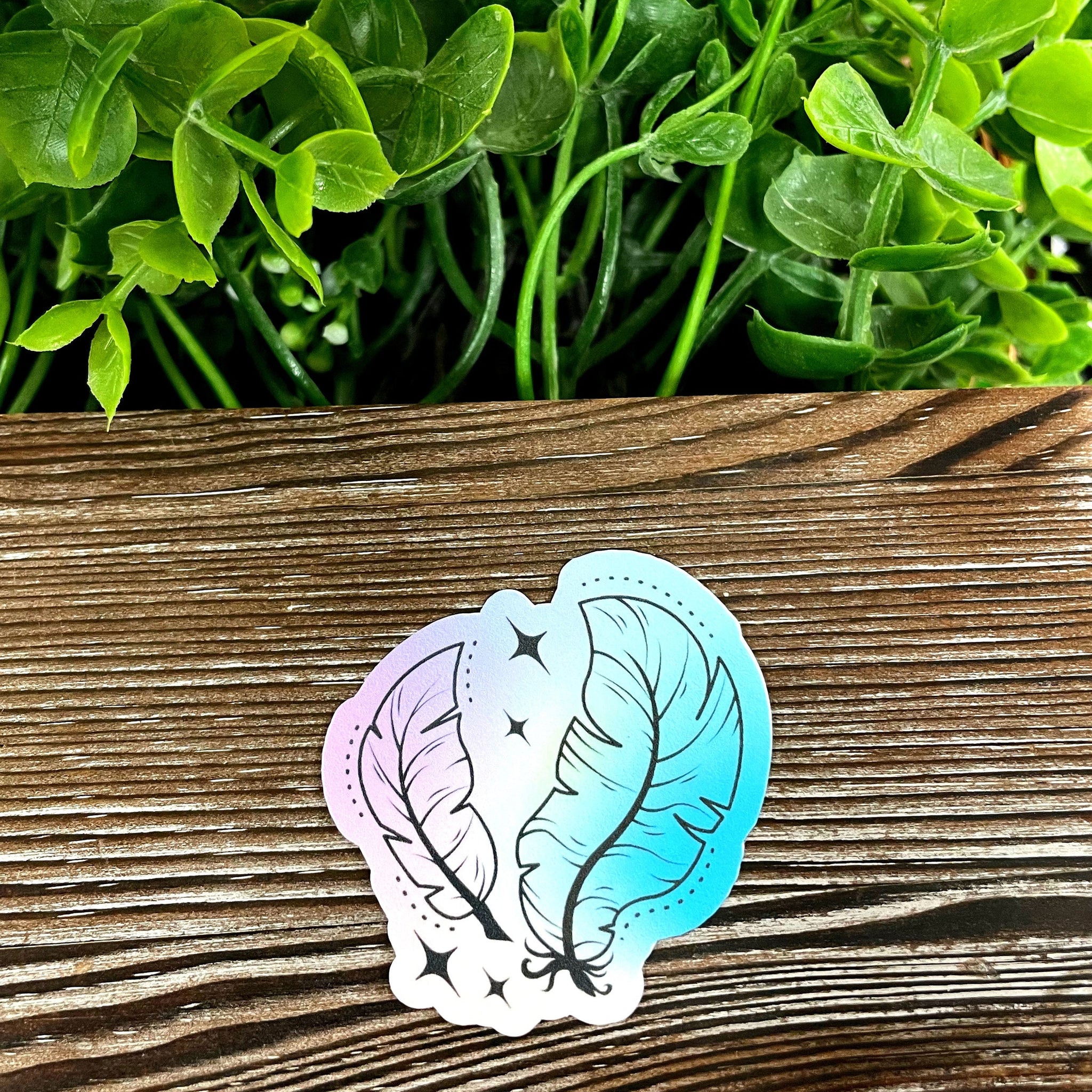 Watercolor Feathers, Die Cut Vinyl Sticker, Boho Fun, Water Resistant,