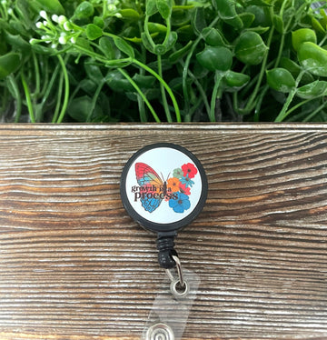 Growth is a Process Butterfly, Retractable Badge Reel, , Boho Fun,