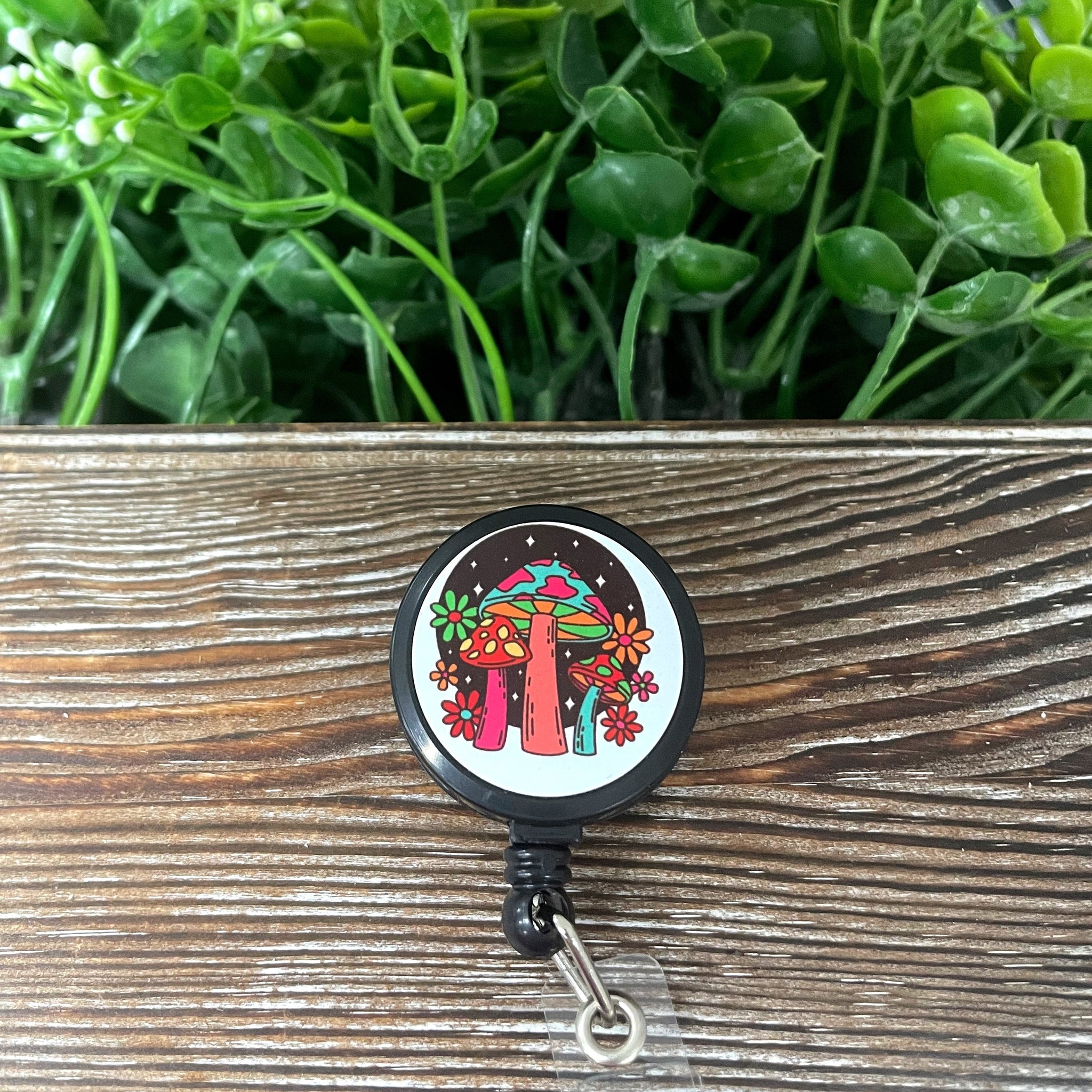 Mushrooms Toadstools Shrooms, Retractable Badge Reel, , Boho Fun,