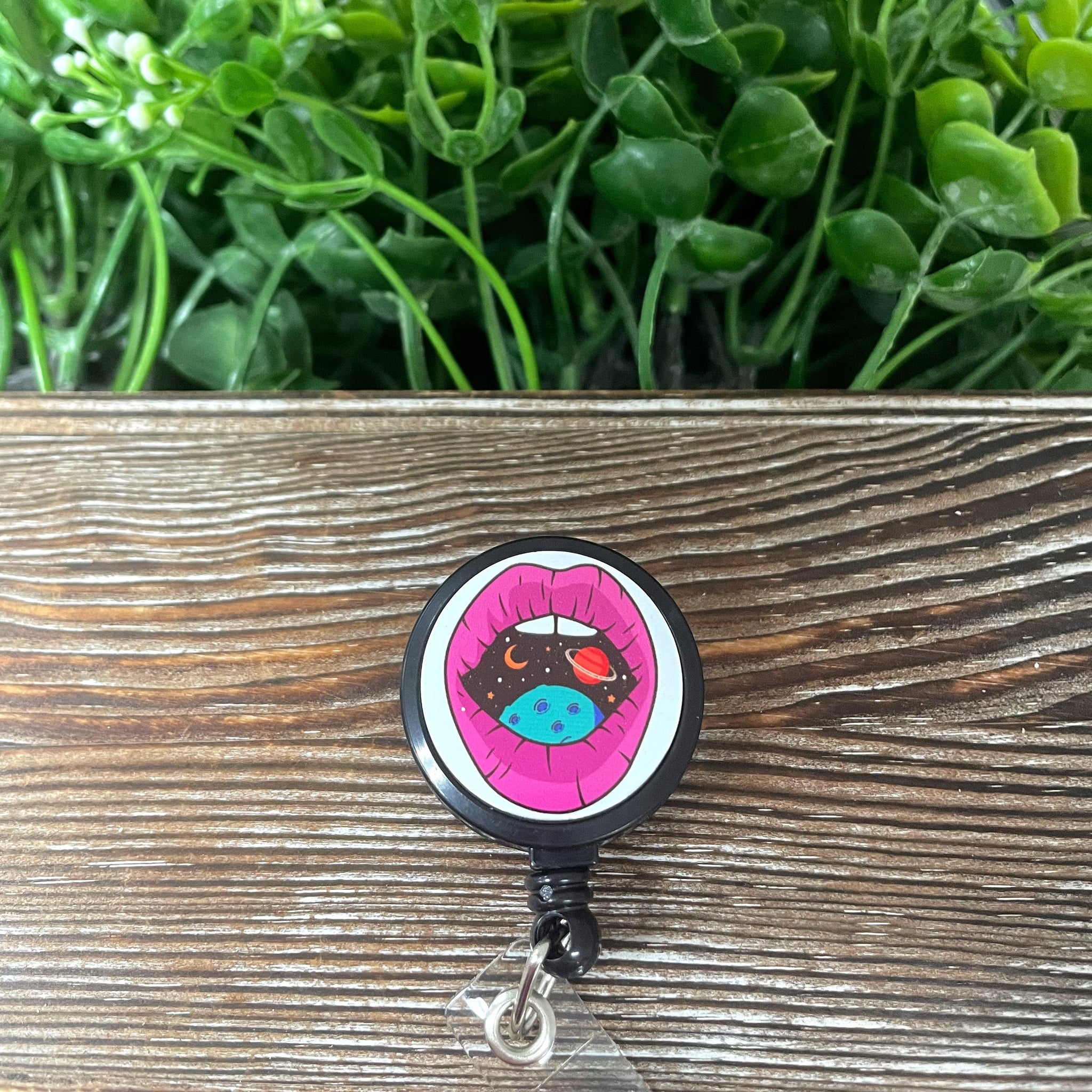 Cosmic Galaxy Mouth, Retractable Badge Reel, , Boho Fun, Sublimation