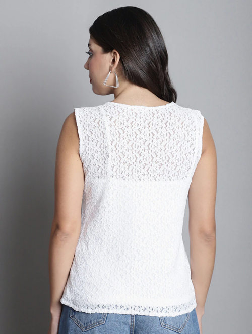Women's Straight Round Neck Top(SizeXL)(ColorWhite)