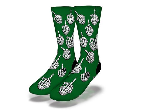 BIRDS & BONES (Green) Funny Halloween Socks