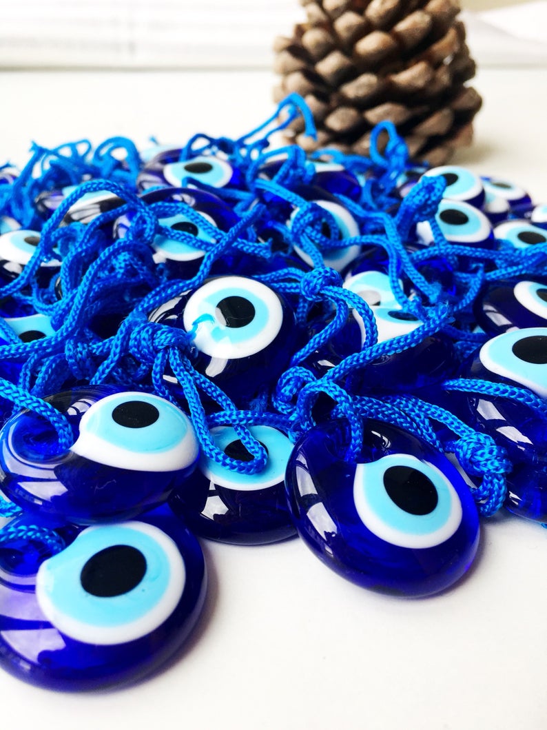 1 pc Evil eye bead, blue glass evil eye charm, turkish evil eye, car