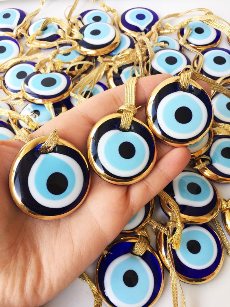 1 pc Gold Evil Eye Bead, Greek Evil Eye, Wedding Favors, Protection