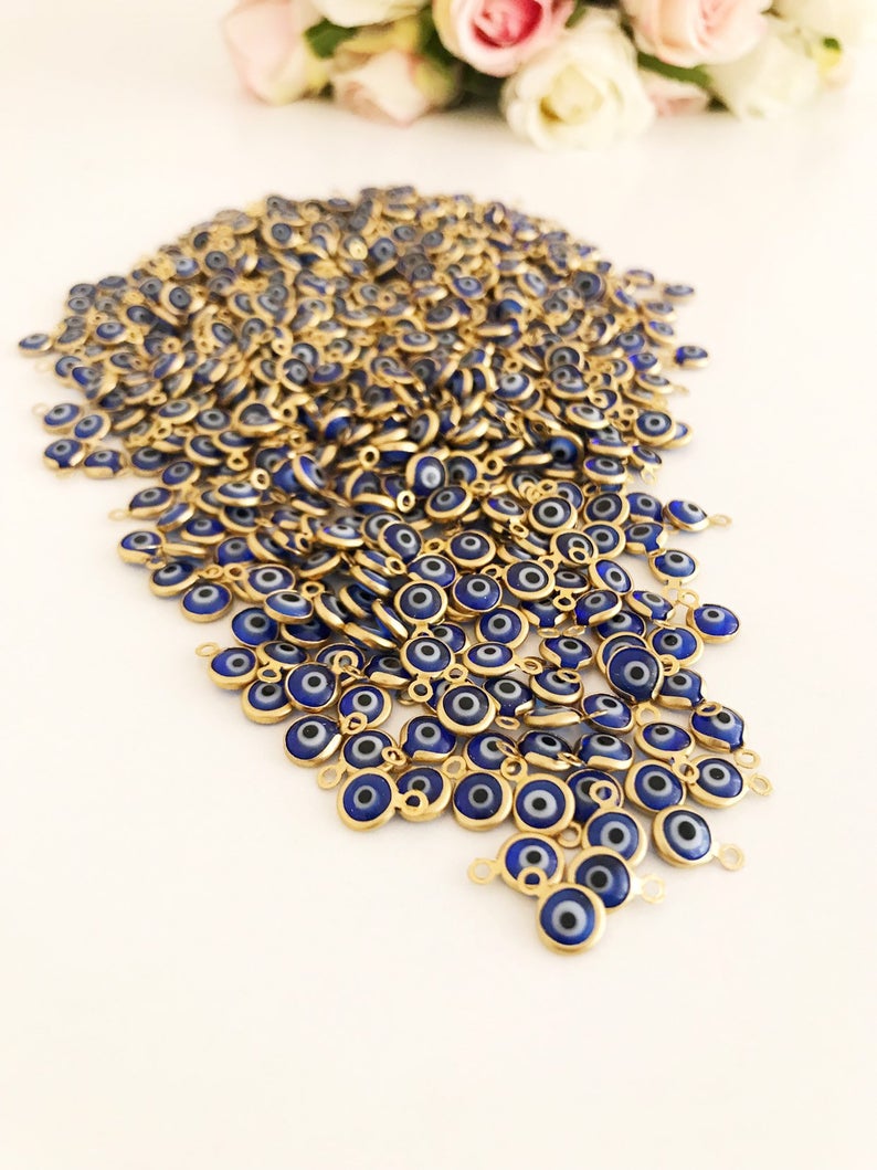 100 pcs Blue evil eye beads, bulk set evil eye charm