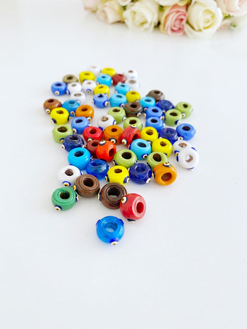 Evil Eye Beads, Handmade Glass Murano Bead, Evil Eye Jewelry Supplies