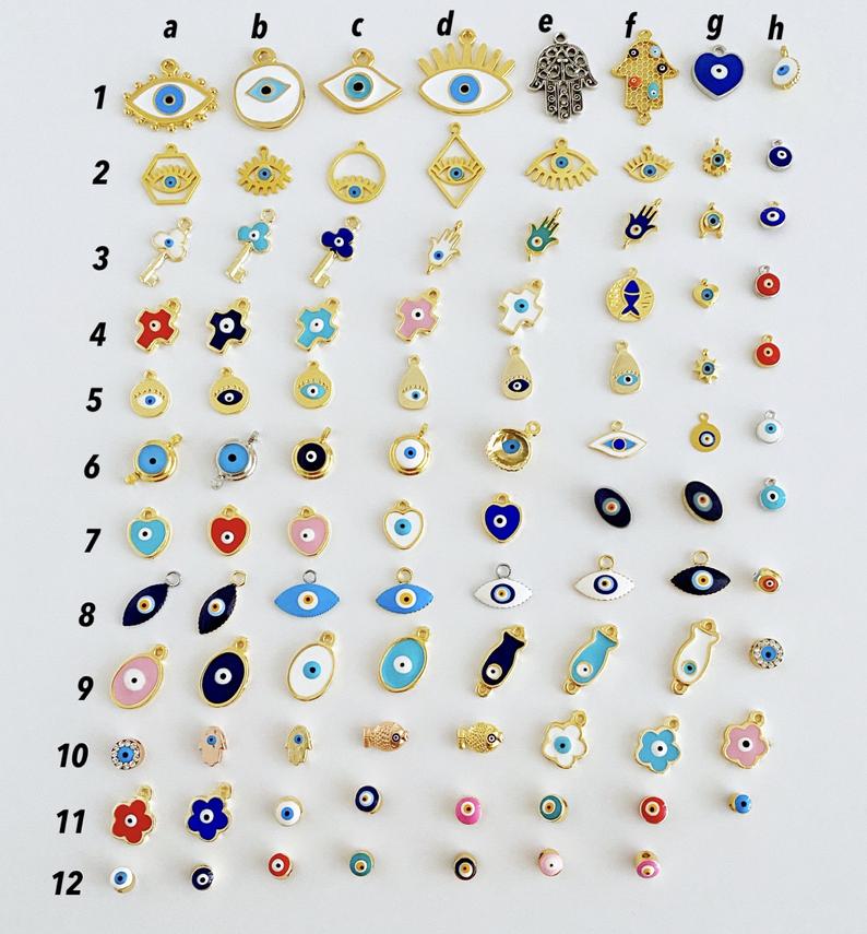 Evil Eye Charm, Brass Evil Eye Bead, Evil Eye Jewelry Supply