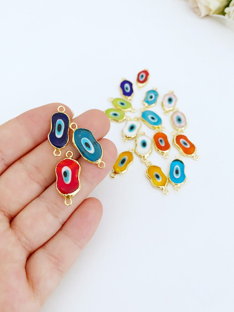 5 pcs Transparent Blue Evil Eye Bead Supplies, BULK Handmade Murano