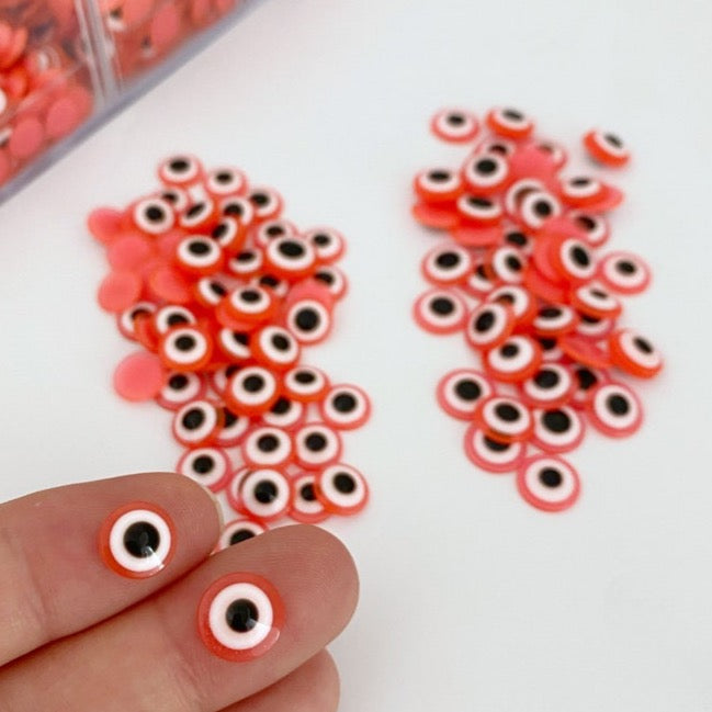 100 pcs Evil Eye Cabochons, 8mm 10mm sizes, BULK 1000 pcs, Orange