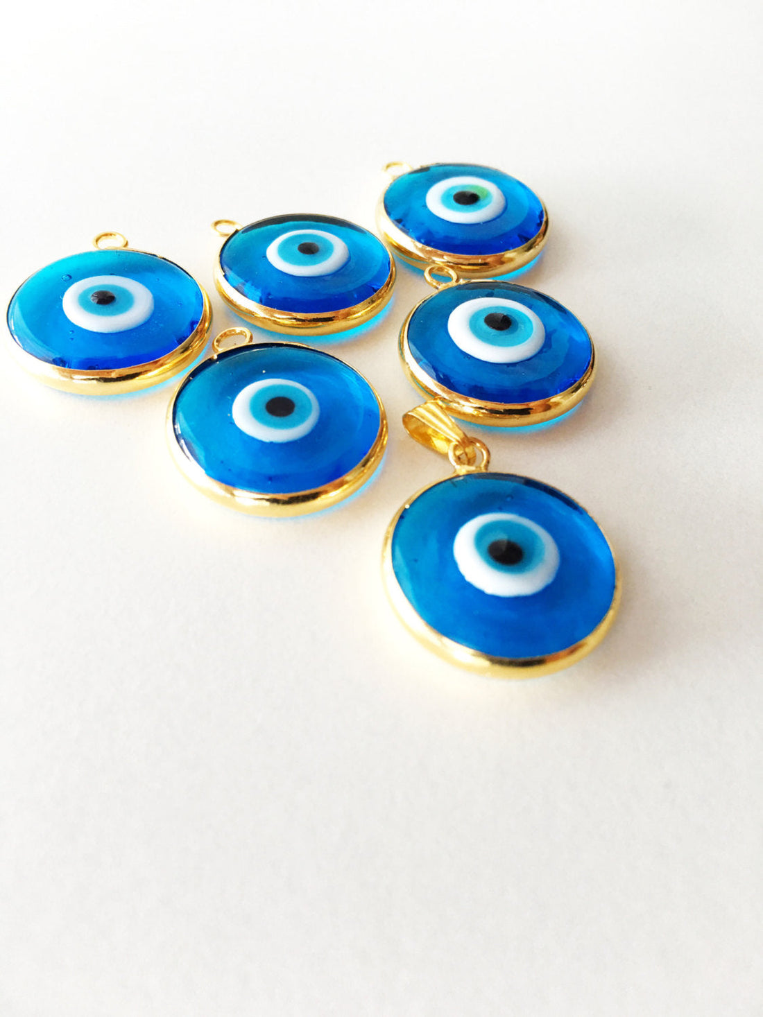2pcs gold plated evil eye pendants, turquoise evil eye pendant, 22mm