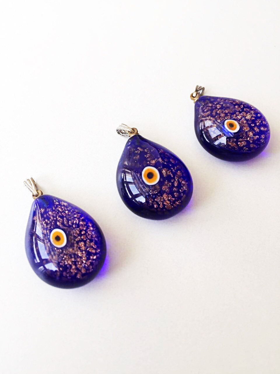 Murano glass evil eye pendant - lampwork evil eye bead - blue evil eye