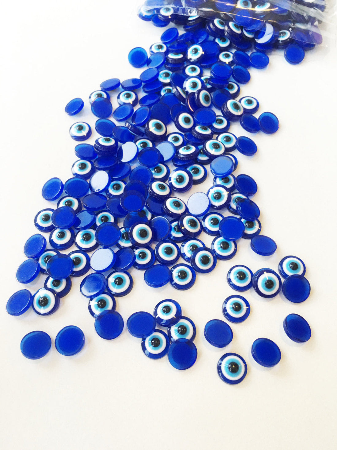 20 Evil eye cabochons, 6mm evil eye resin cabs, blue eye cabochons