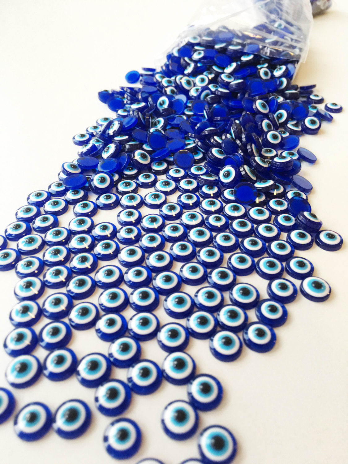 20 Evil eye cabochons, 6mm evil eye resin cabs, blue eye cabochons
