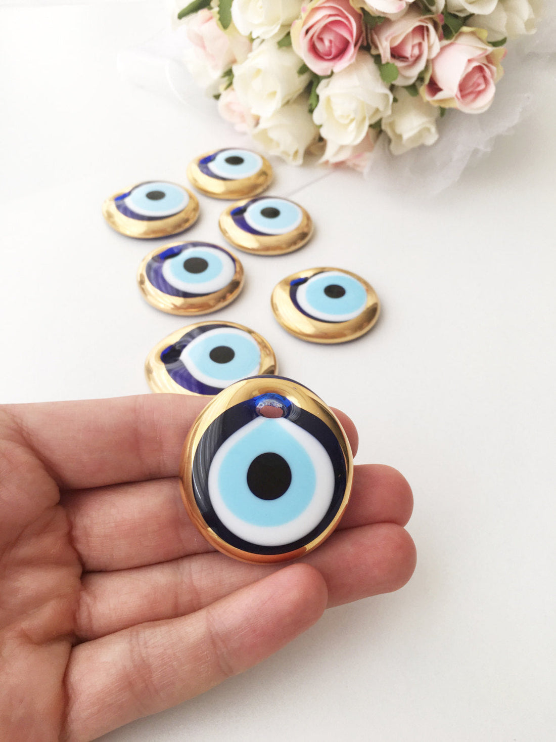 10 pcs evil eye charm, bulk gift evil eye gold unique wedding favors,