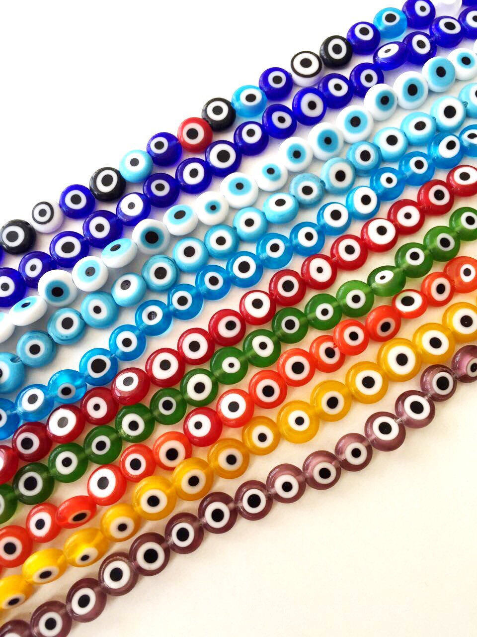 8mm evil eye beads, turkish evil eye, blue evil eye glass beads 40 Pcs