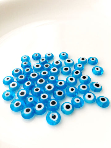 120 Pcs blue wholesale evil eye beads, turquoise 6mm to 12mm glass