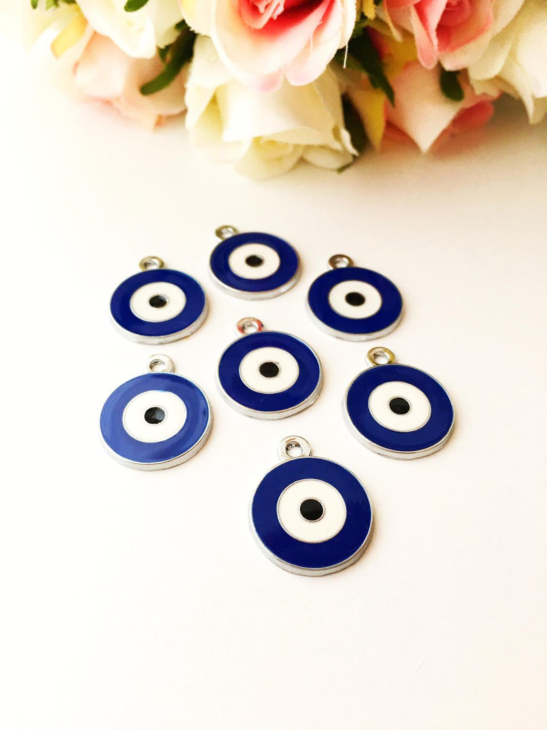 5 pcs evil eye charms, 20mm brass evil eye pendant, evil eye beads for