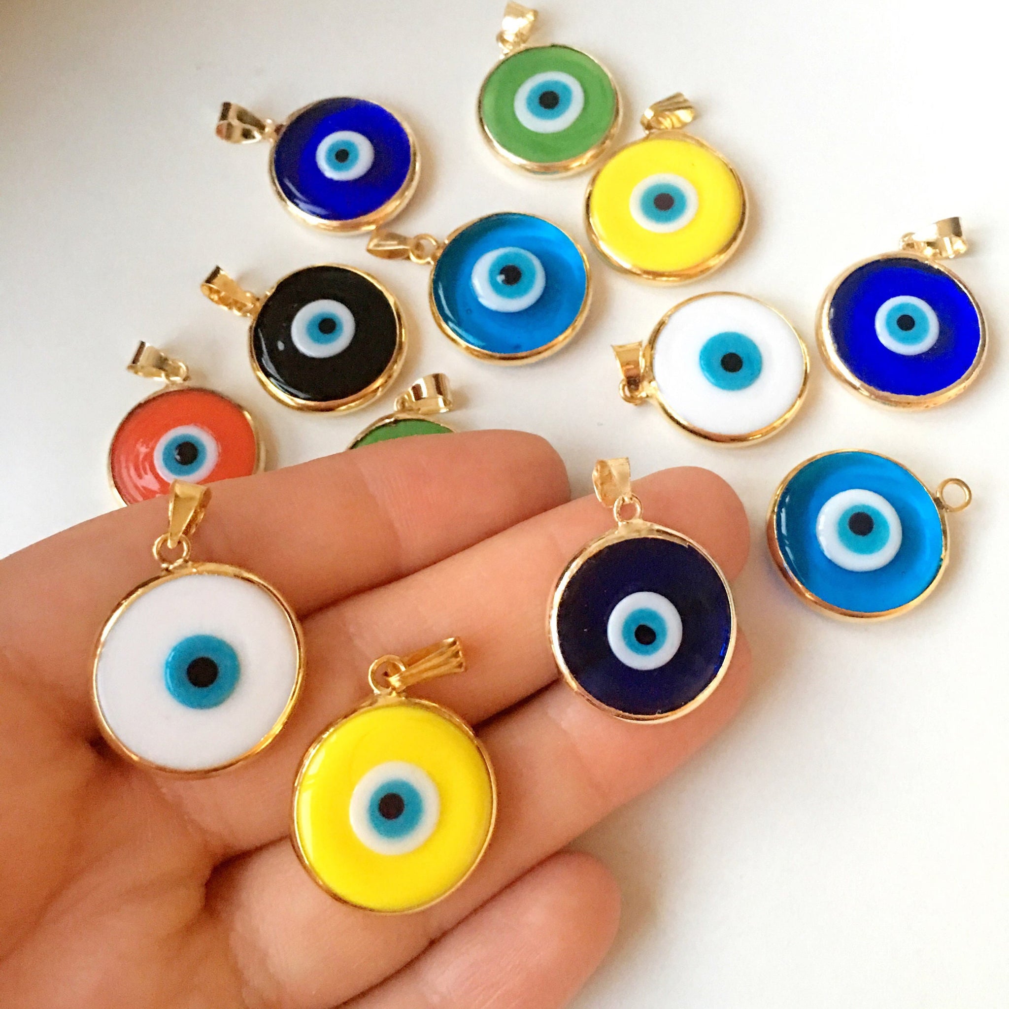 Evil eye beads 5 pcs, murano glass beads, evil eye charm for necklace,