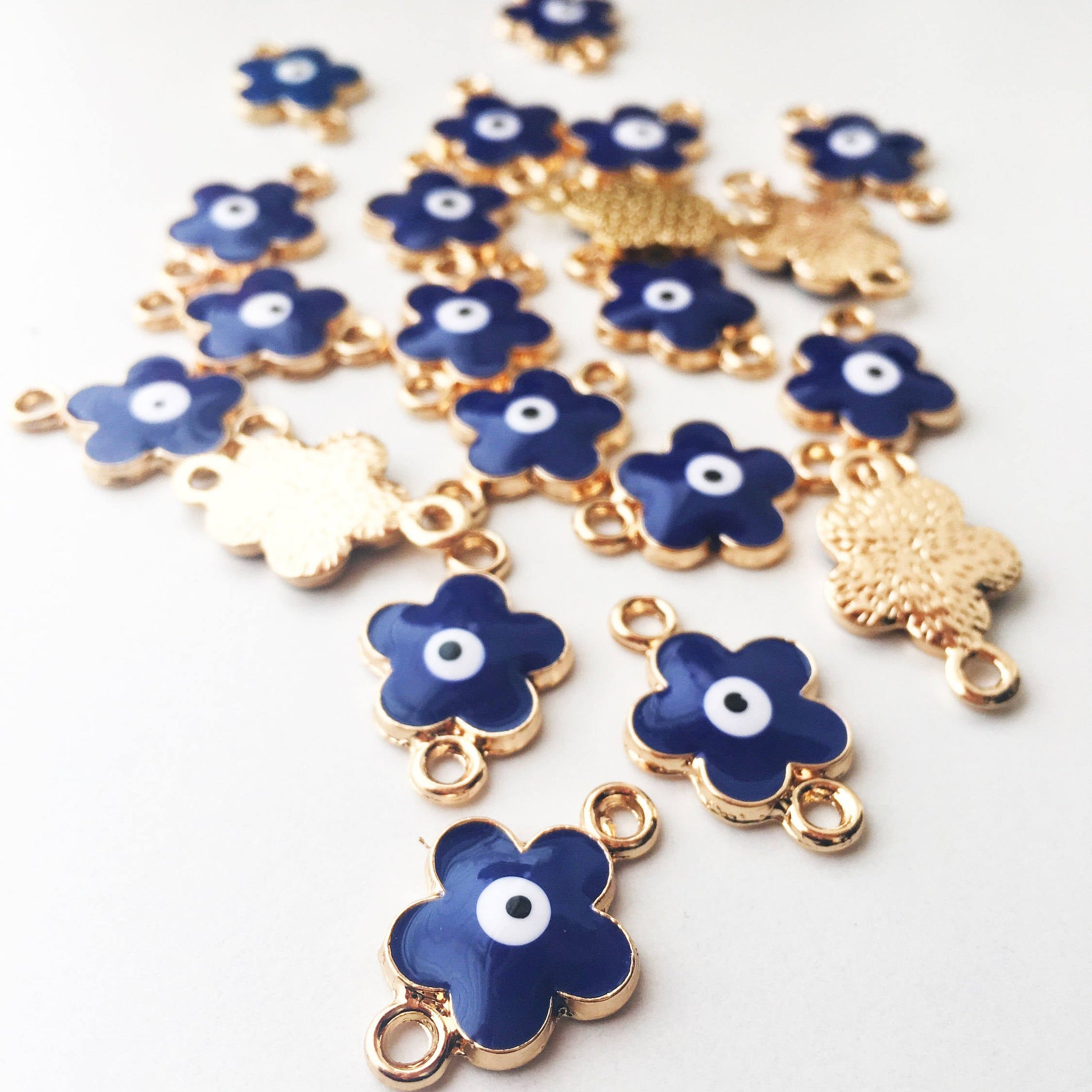 Four leaf clover evil eye charm 5 pcs | evil eye clover connector |
