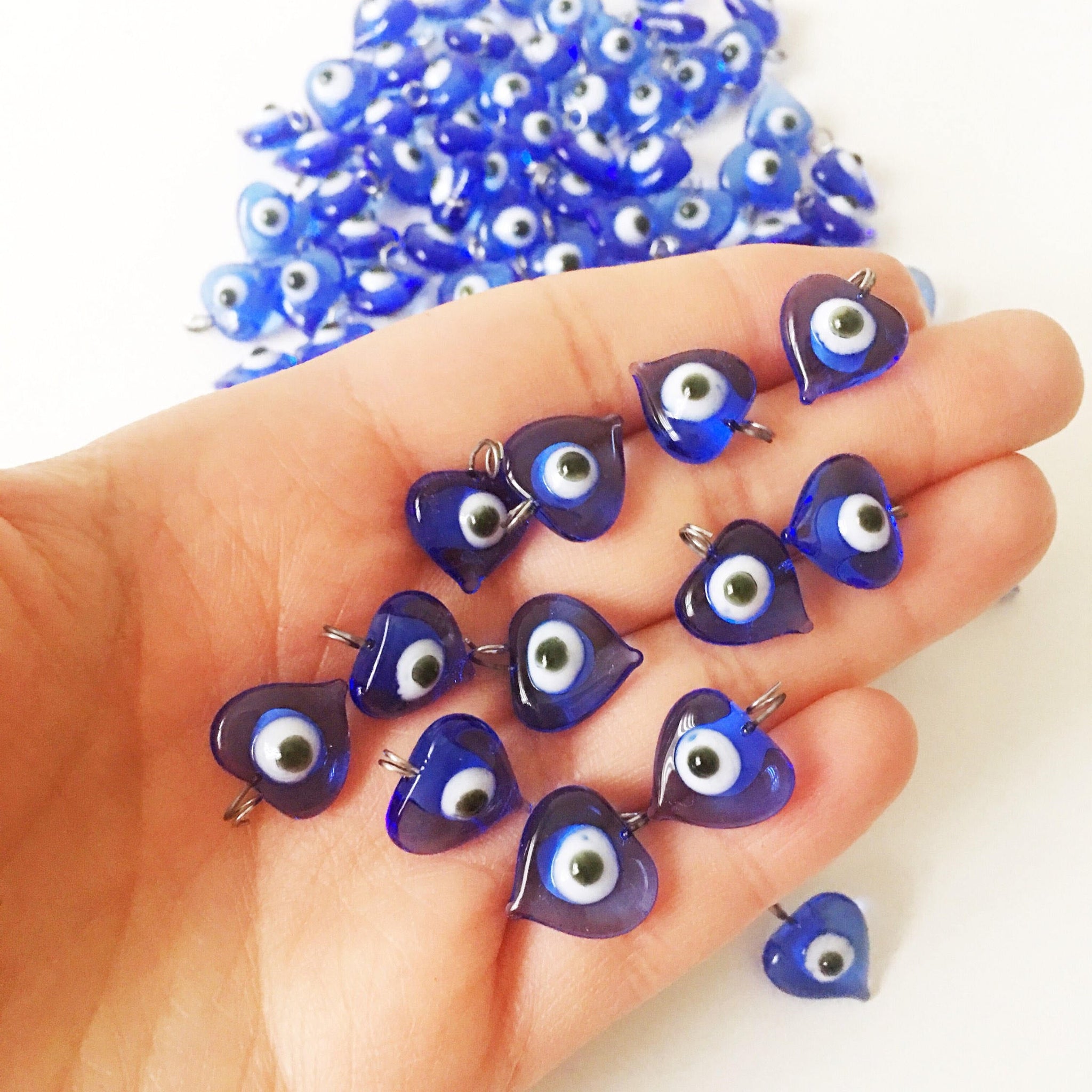 100 pcs unique wedding favors, evil eye charms with hook, baby shower