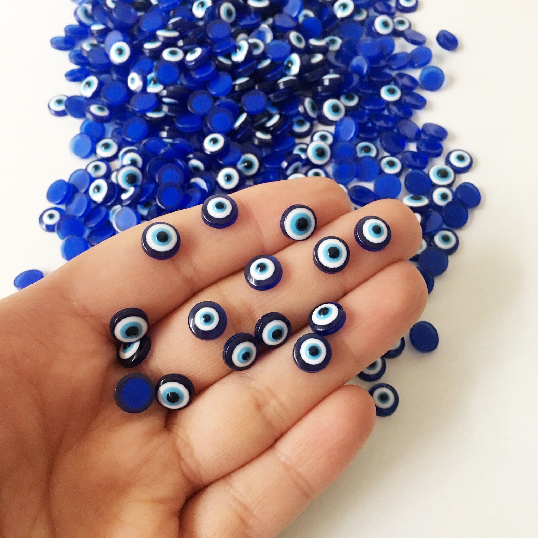 8mm evil eye cabochons, 20 pcs evil eye resin cabs, blue evil eye