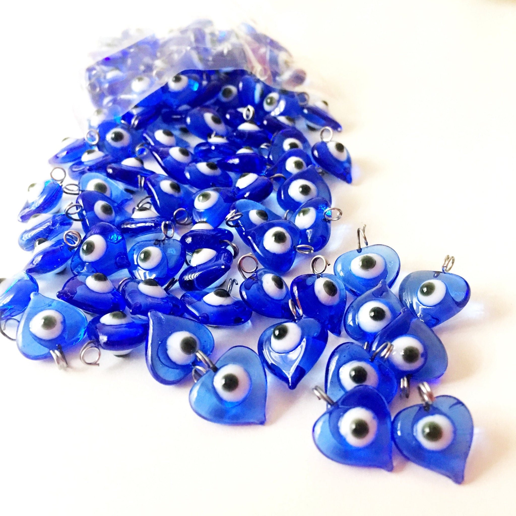 10 pcs Evil eye charm, unique wedding favors, blue evil eye beads,