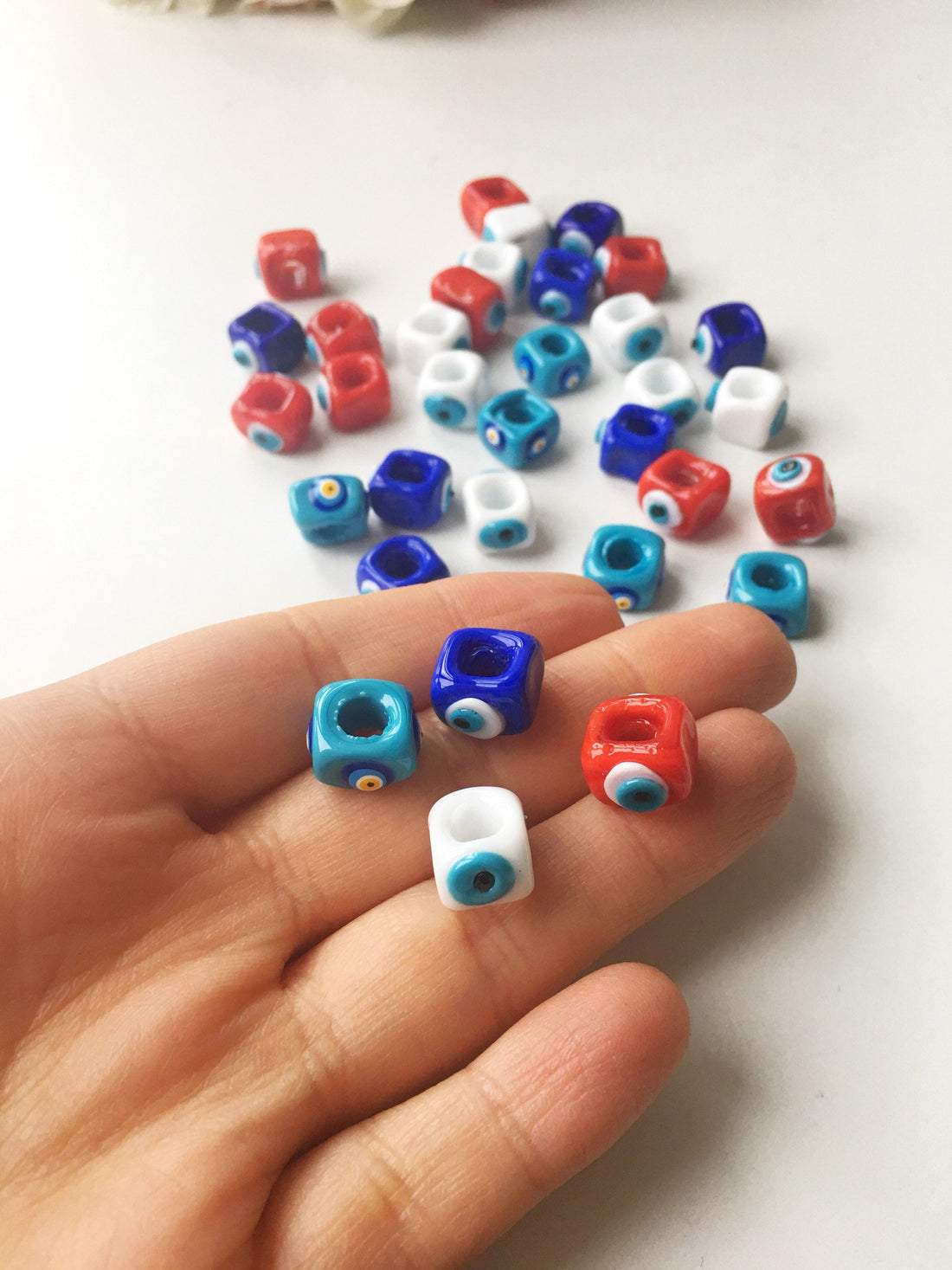 Evil eye charm 3 pcs, evil eye beads, murano glass evil eye beads,