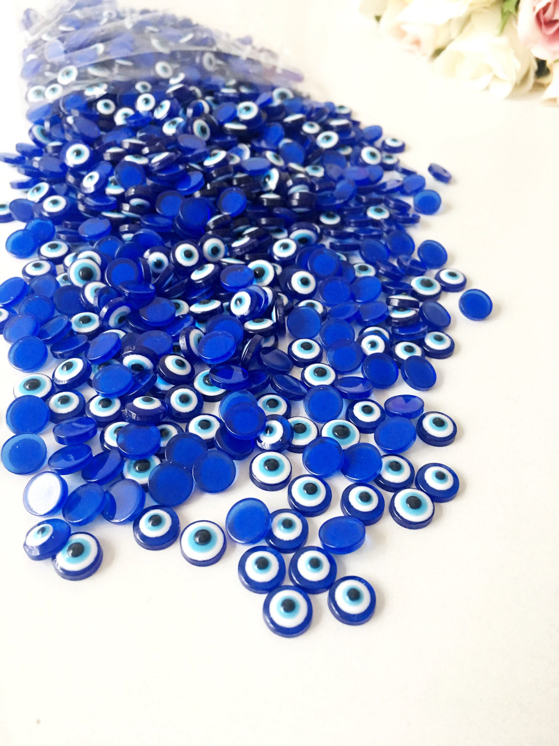 8mm evil eye cabochons, 20 pcs evil eye resin cabs, blue evil eye